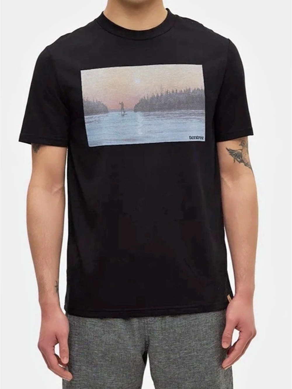 Tentree Treeblend Serene Lake T-Shirt XL Black - NWOT